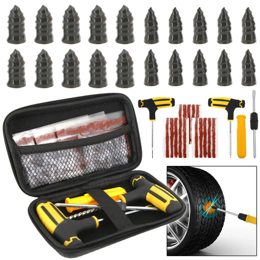 Motorcycle Vacuum Tire Repair Nail Car Tire Repair Tools Kit with EVA Storage Case Car Rubber Tubeless Tire Repair Tool Sets