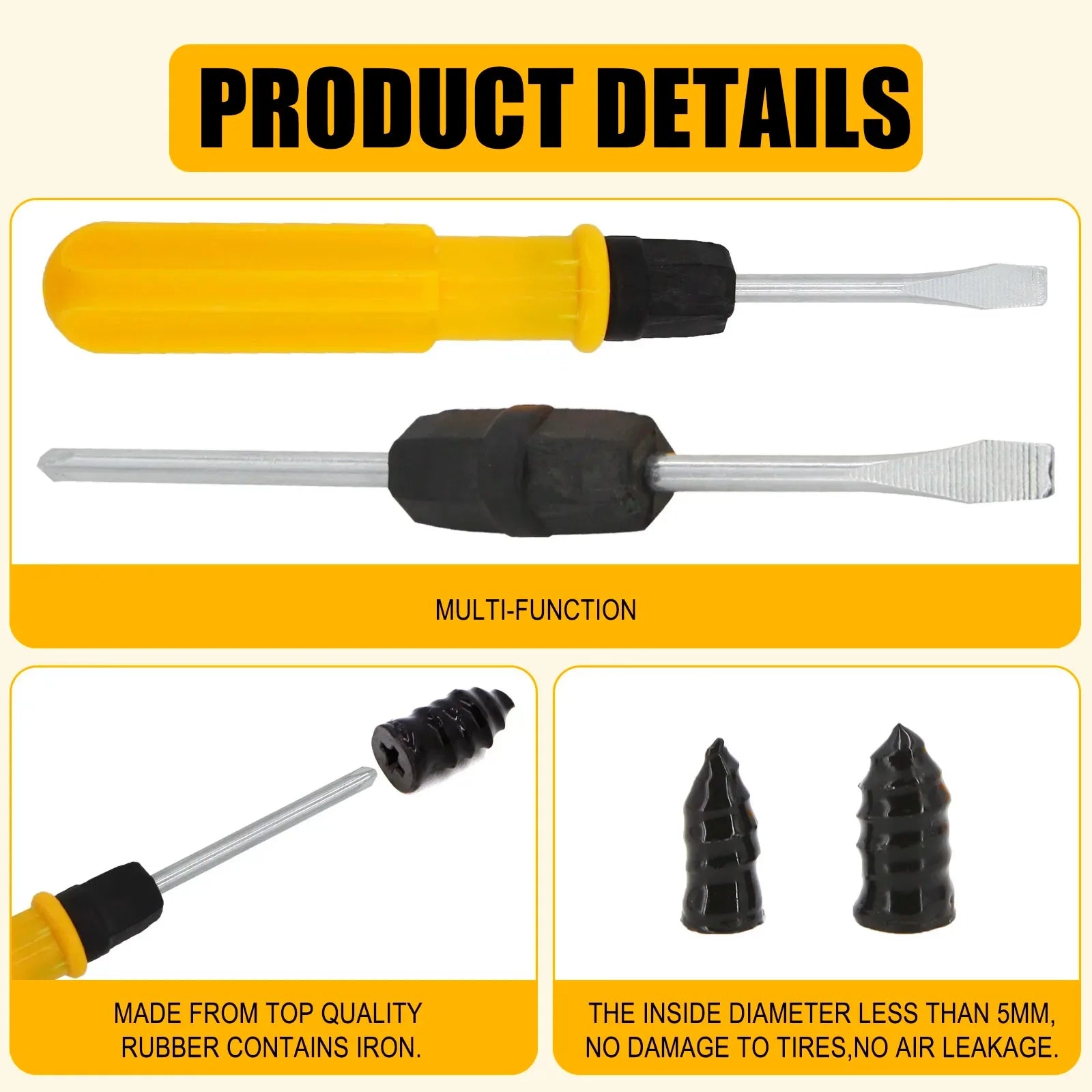 Motorcycle Vacuum Tire Repair Nail Car Tire Repair Tools Kit with EVA Storage Case Car Rubber Tubeless Tire Repair Tool Sets