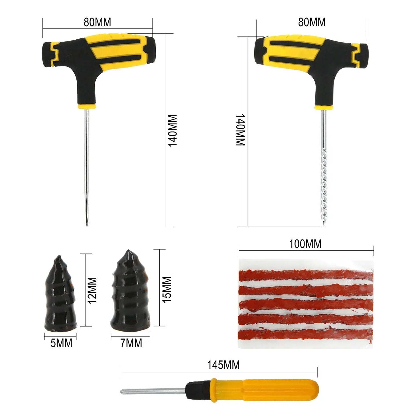 Motorcycle Vacuum Tire Repair Nail Car Tire Repair Tools Kit with EVA Storage Case Car Rubber Tubeless Tire Repair Tool Sets
