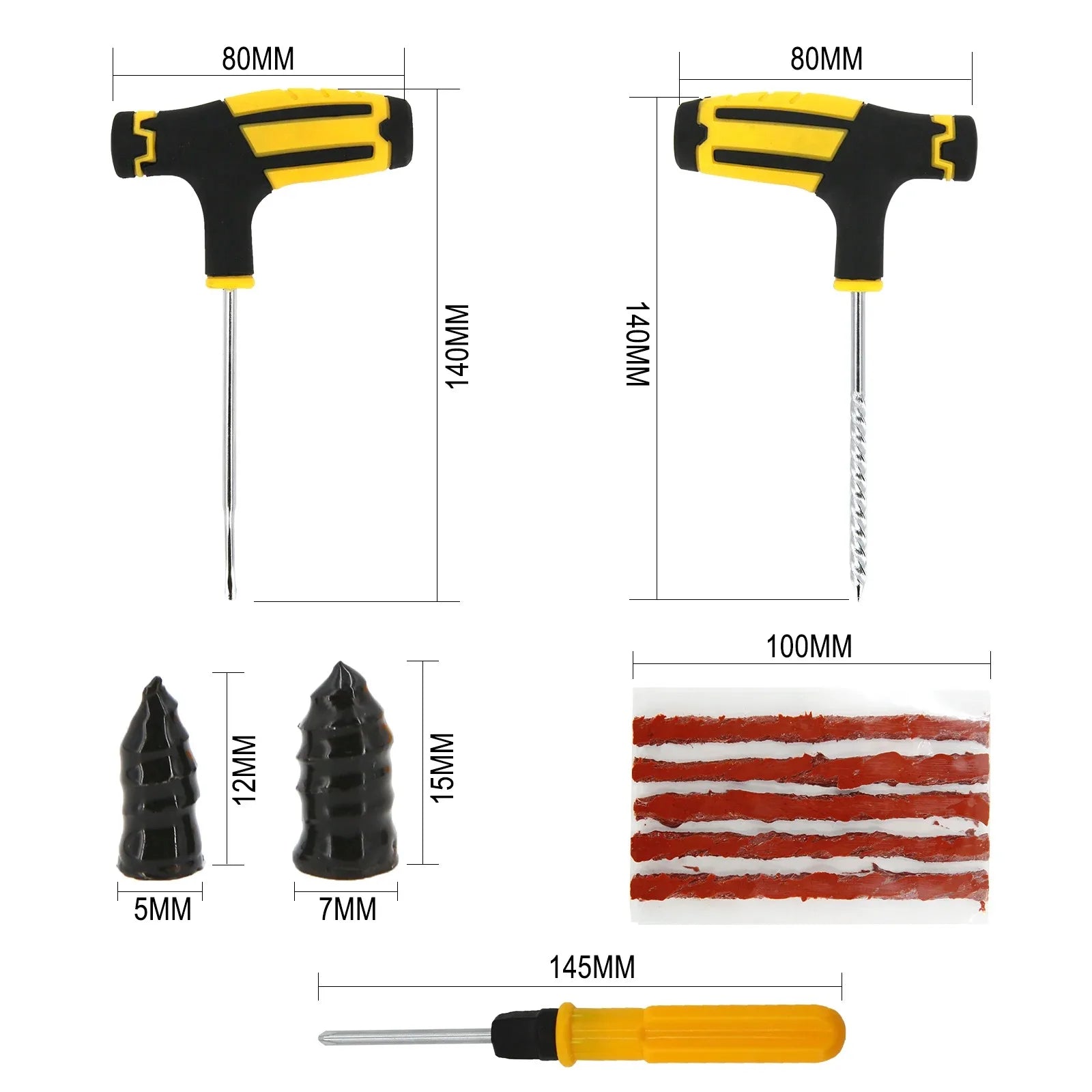 Motorcycle Vacuum Tire Repair Nail Car Tire Repair Tools Kit with EVA Storage Case Car Rubber Tubeless Tire Repair Tool Sets