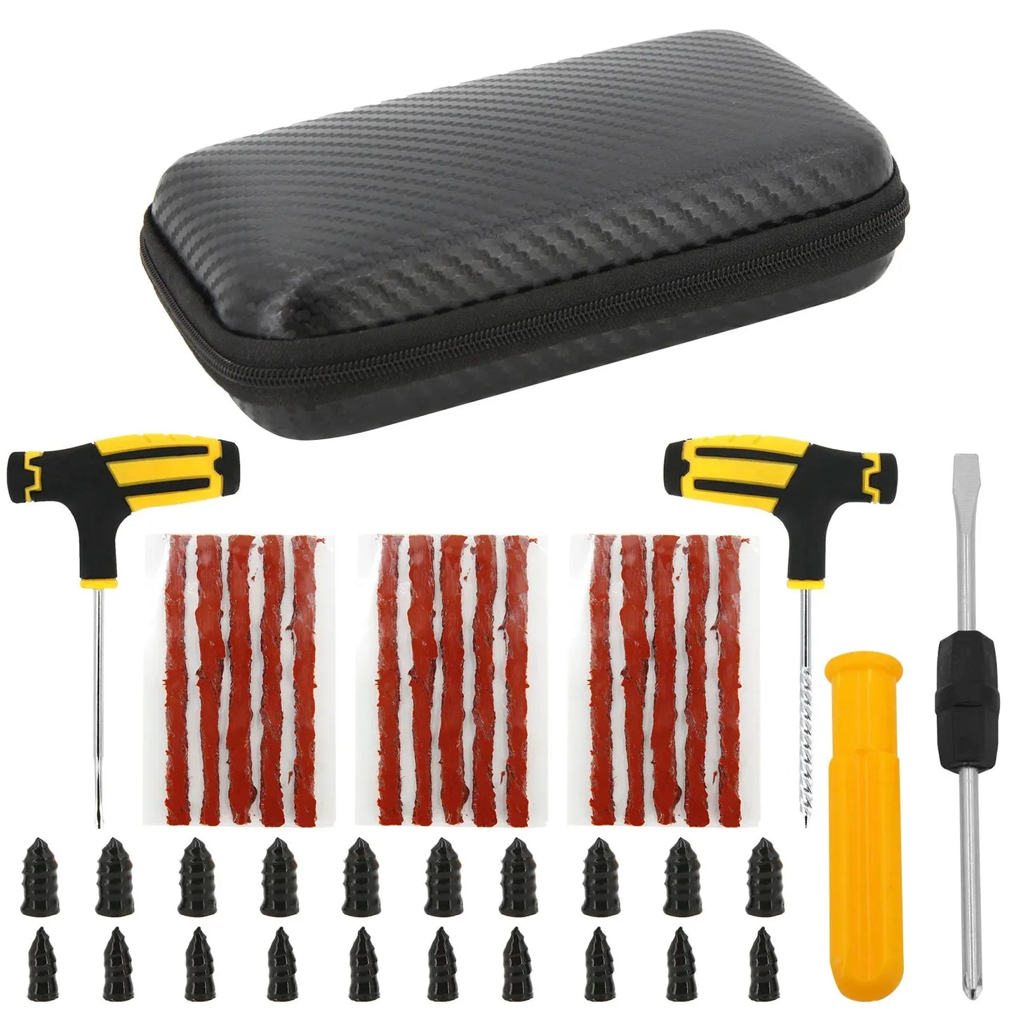 Motorcycle Vacuum Tire Repair Nail Car Tire Repair Tools Kit with EVA Storage Case Car Rubber Tubeless Tire Repair Tool Sets
